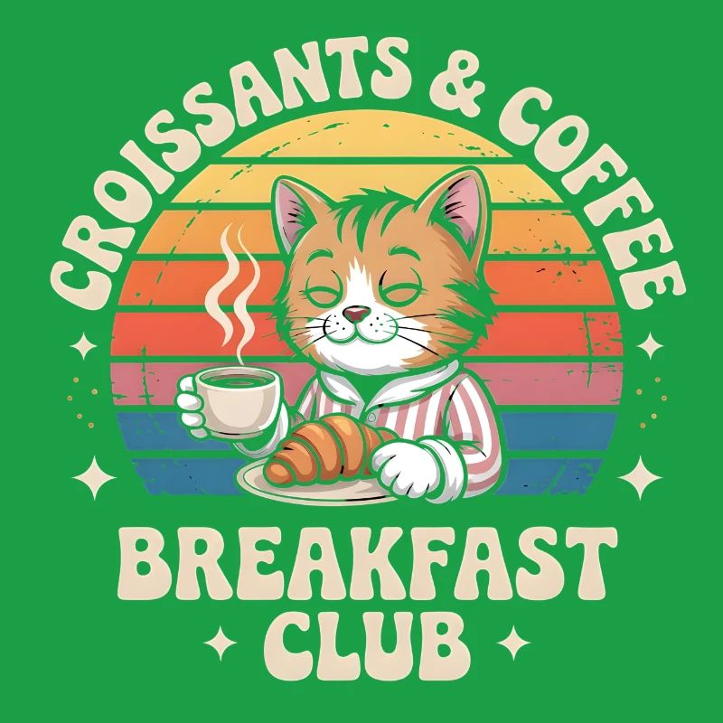 Cat Retro Coffee Breakfast