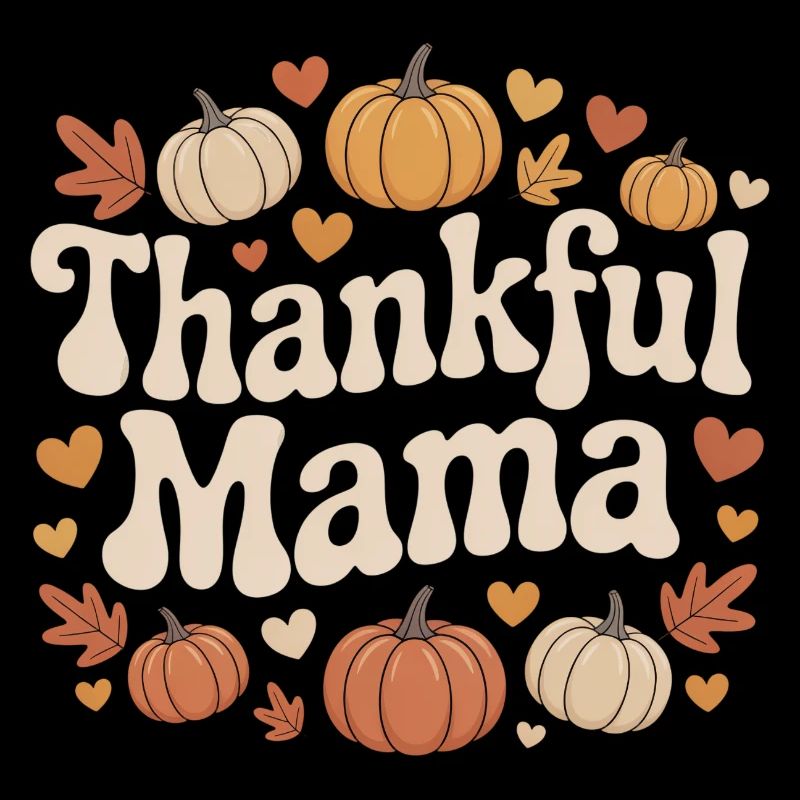 Thankful Mom Fall Pumpkins Hearts Love