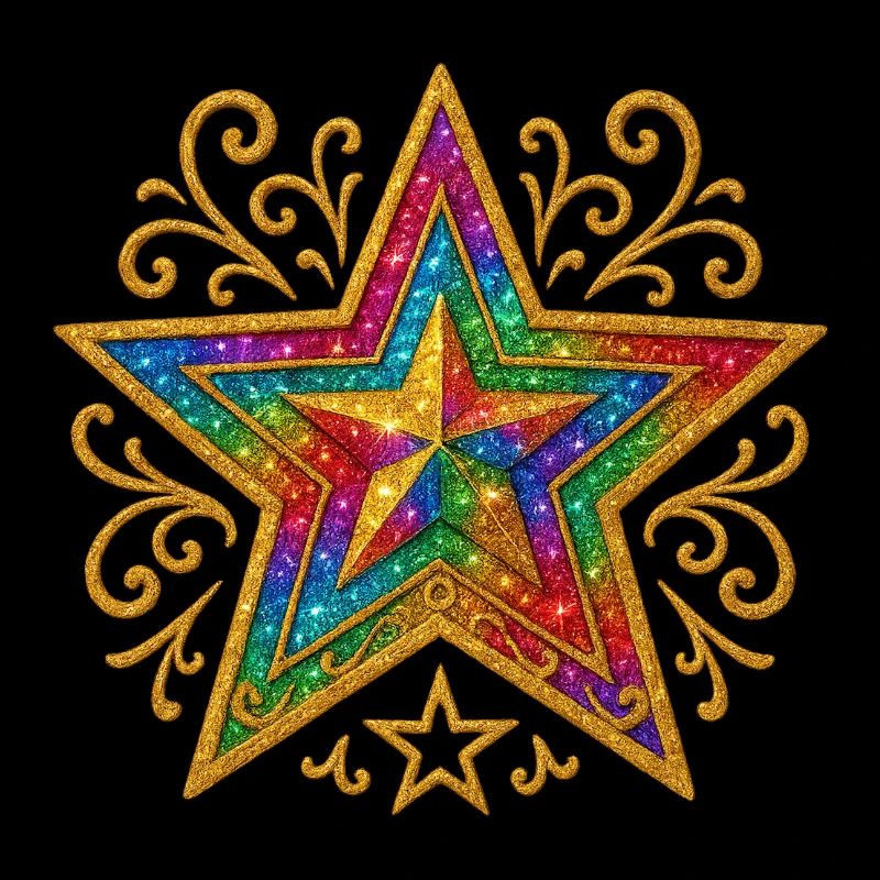 Étoile | Étoile arc-en-ciel avec ornement doré
