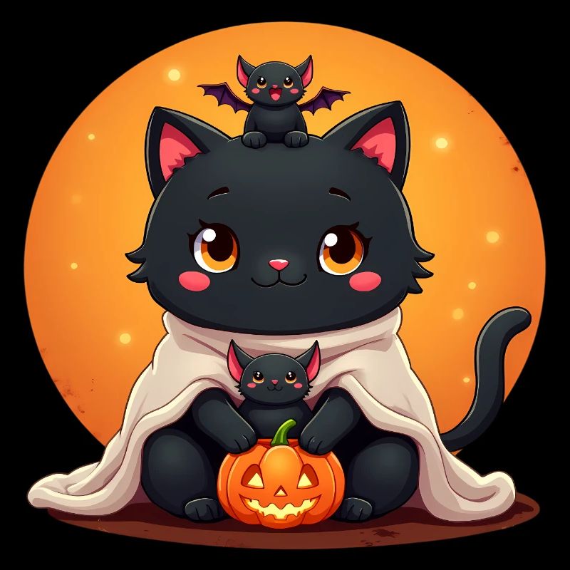 Chat d’Halloween avec citrouille d’Halloween