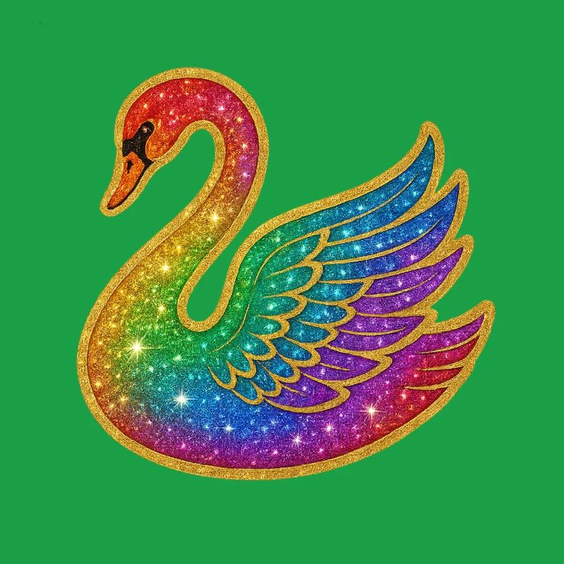 Regenbogen Glitzer Schwan