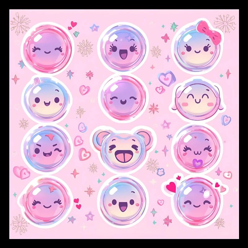 Pink Glow Pastel Kawaii Pattern
