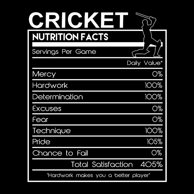 Lustig Cricketer Mädchen Nährwertangaben Design Sport