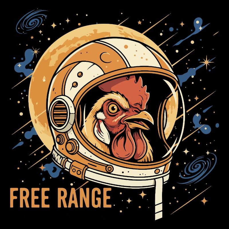 Poulet de l’espace dans un casque d’astronaute