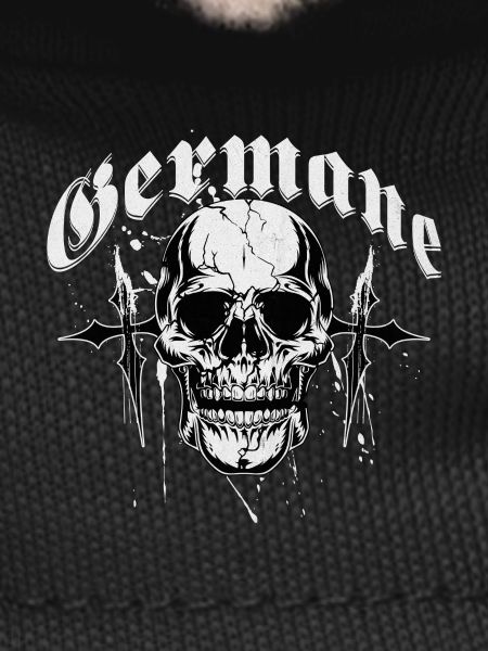 Gothic Skull Cross Print Germanic