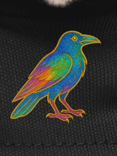 Rainbow Raven Patch Design