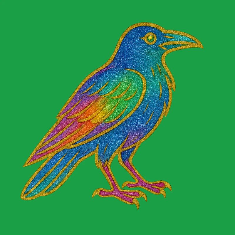 Rainbow Raven Patch Design