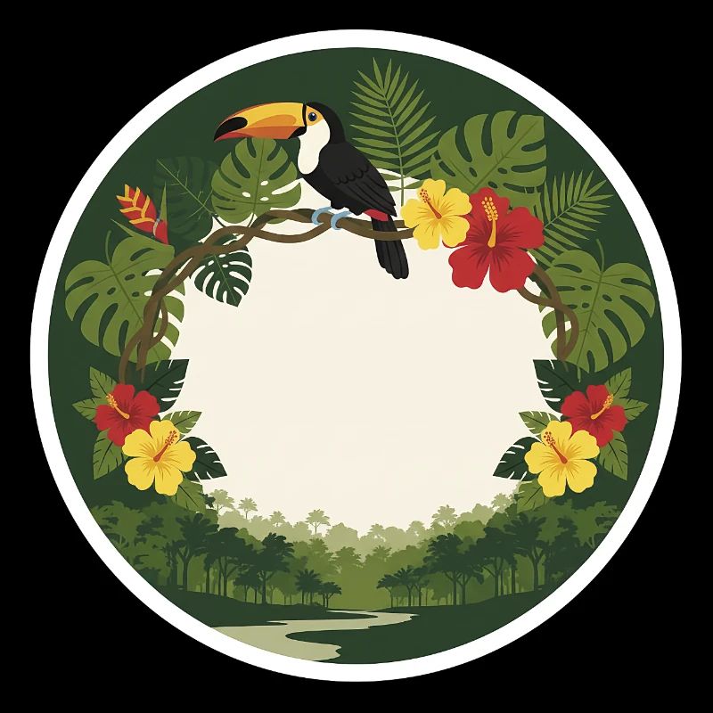 Tropical toucans and circular foliage