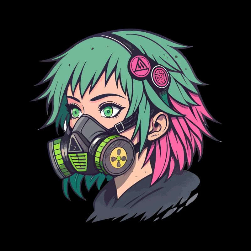 Neon Gasmask Punk Portrait