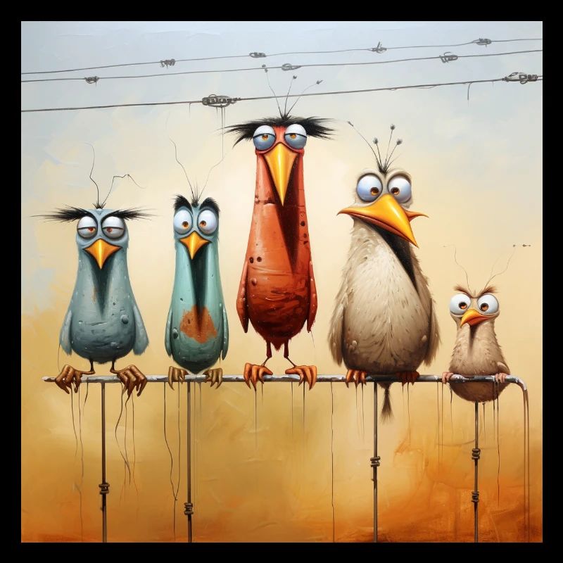 flock of birds on a wire