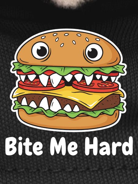 Bite Me Hard Cartoon Burger