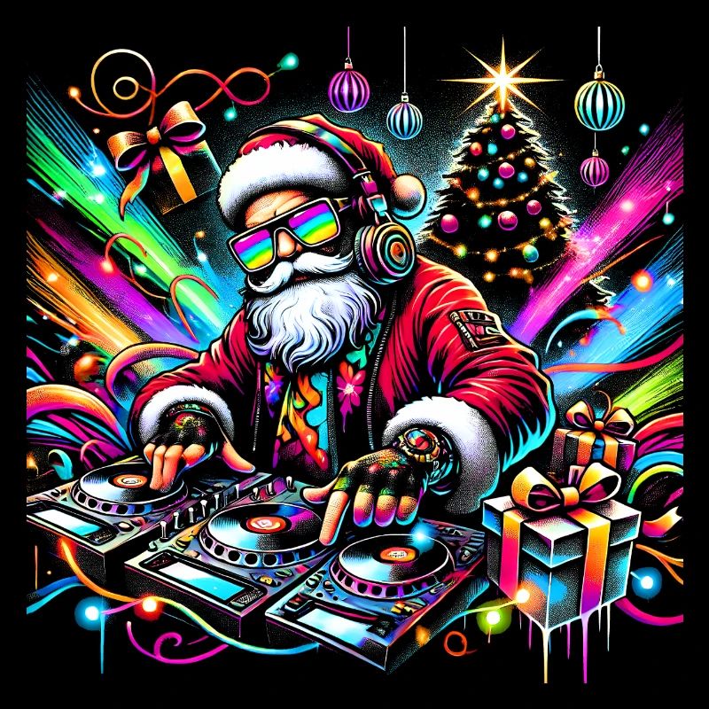 Neon Santa DJ Christmas Pulse