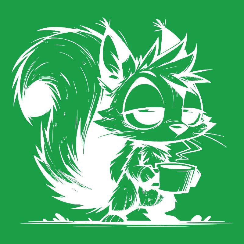 Ohne Kaffee kein Eichhörnchen bei der Arbeit