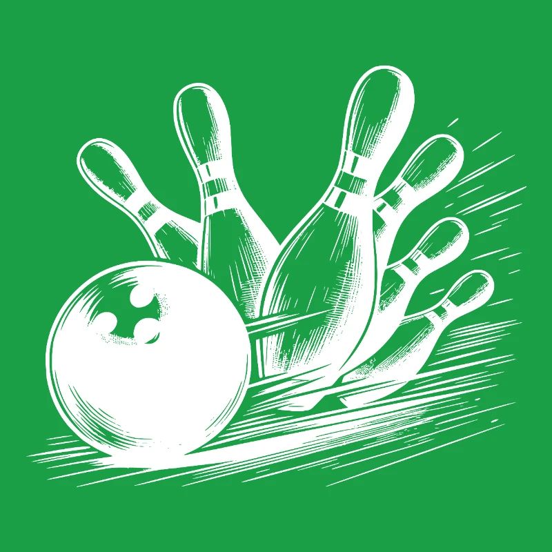 Dynamischer Bowlingkugel Wurf auf Pins