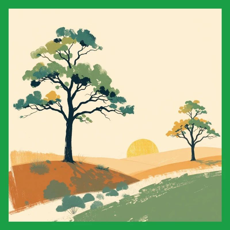 Pastel Sunset Trees