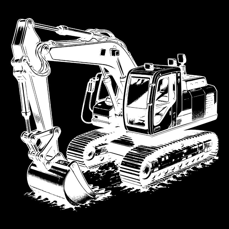 Bagger Schaufelheld und Muskelprotz mit Kabine