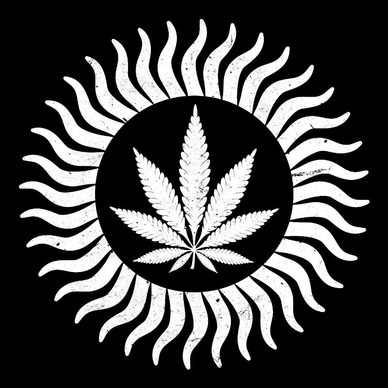 Ein weißes Cannabisblatt-Sonnendesign