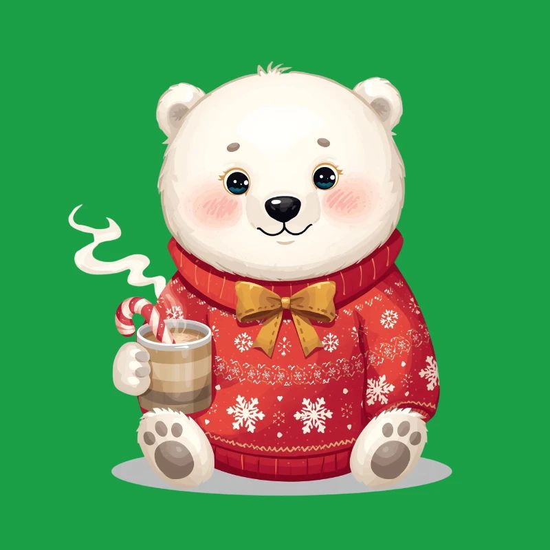 Eisbär im roten Weihnachtspullover