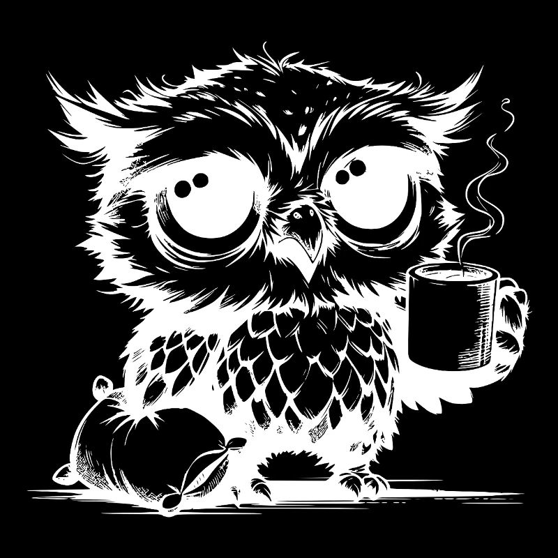 I've been awake all night owl with pillow