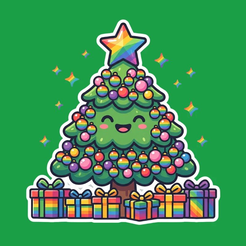 Fröhlicher Regenbogen-Weihnachtsbaum niedlich