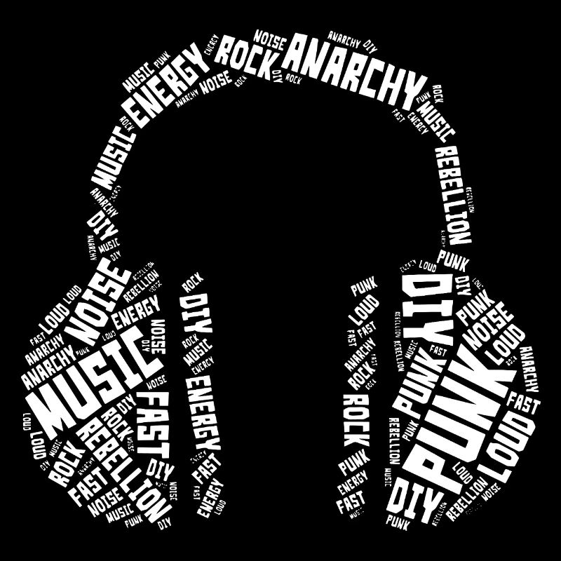 Punk Typografie Kopfhörer Wort Kunstdesign