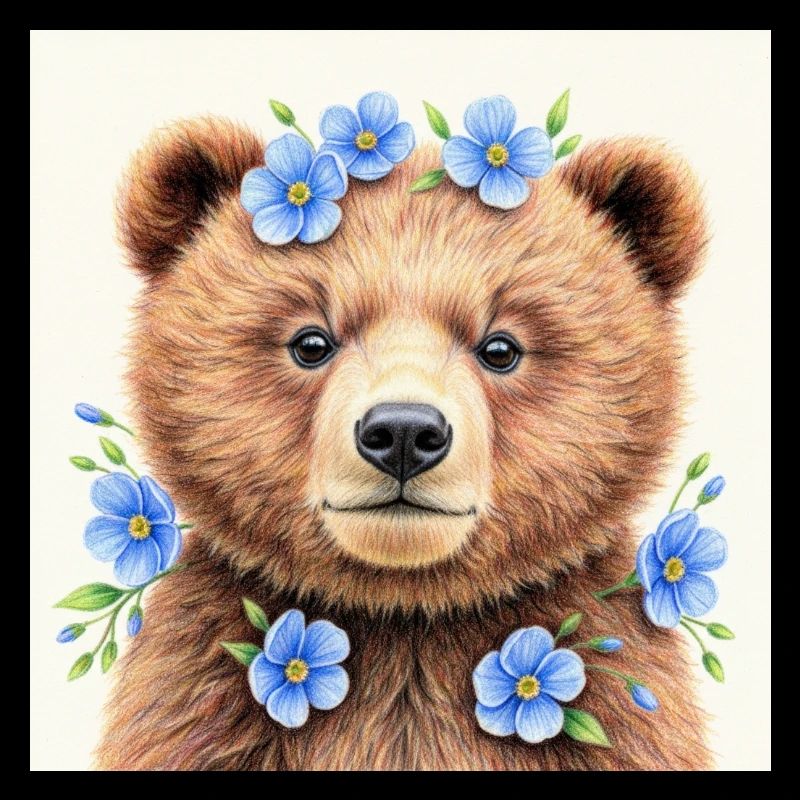 Blue Flower Bear Templates