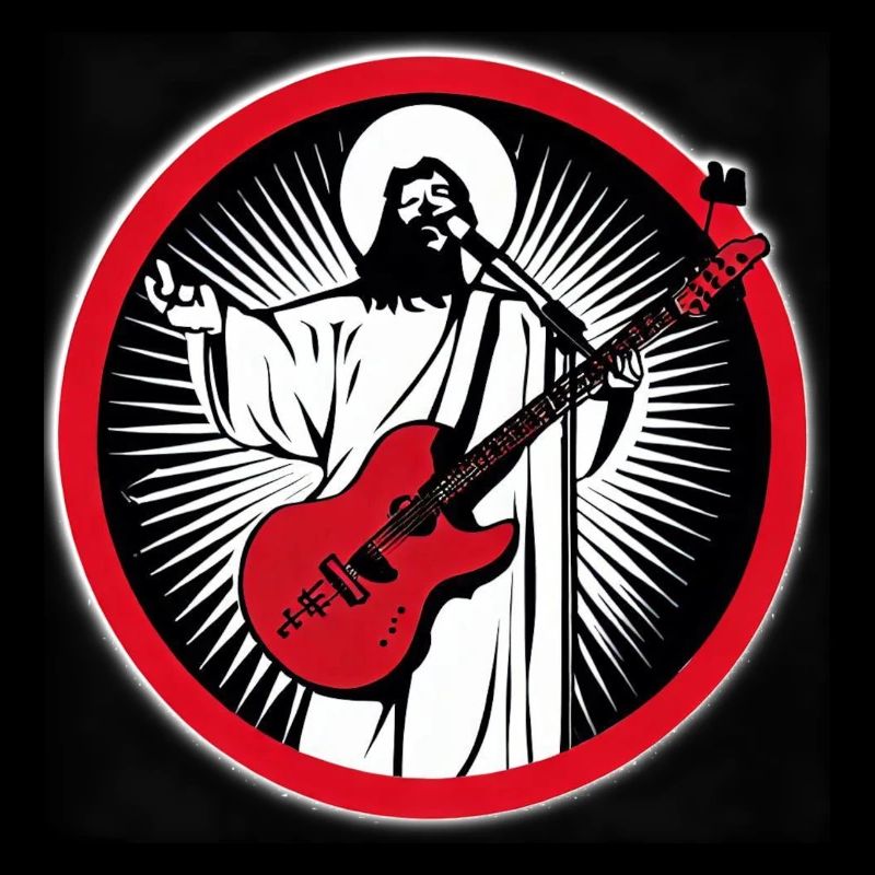 Jesus with Red Guitar in a Circle