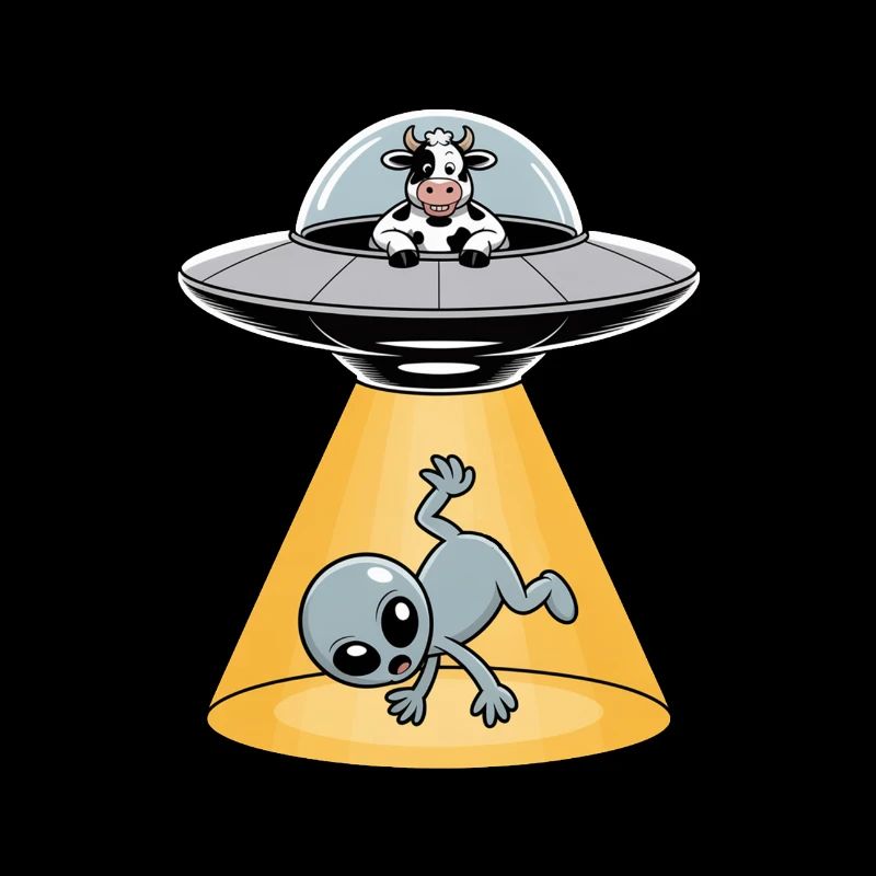 Kuh entführt einen Alien – Cooles Alien-Logo