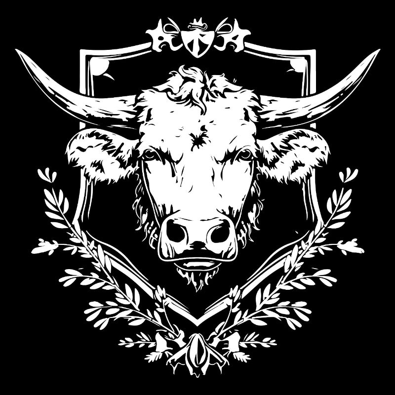 Cow in a laurel frame