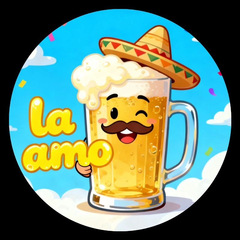 Beer with Hat and Mustache