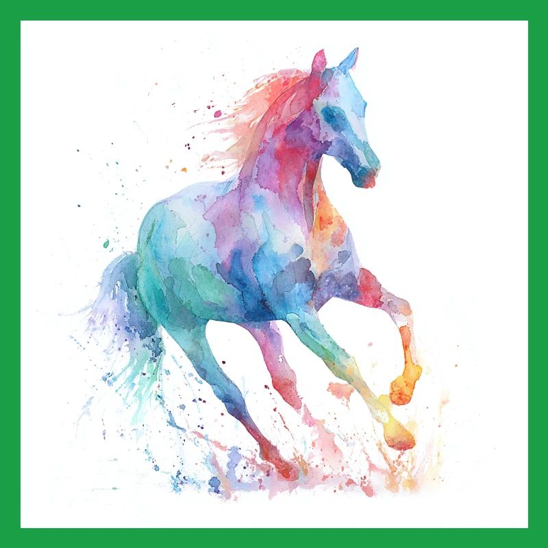 Regenbogen-Aquarellpferd