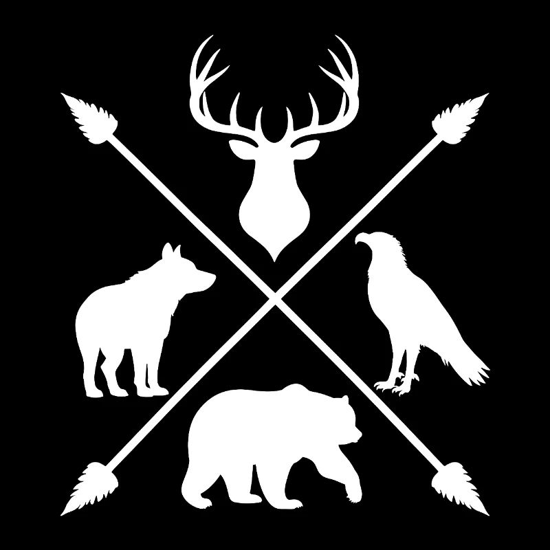 Waldtiere Wildnis Hirsch Wolf Bär Pfeile