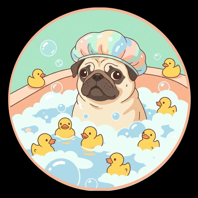 Pugs having fun in the bath