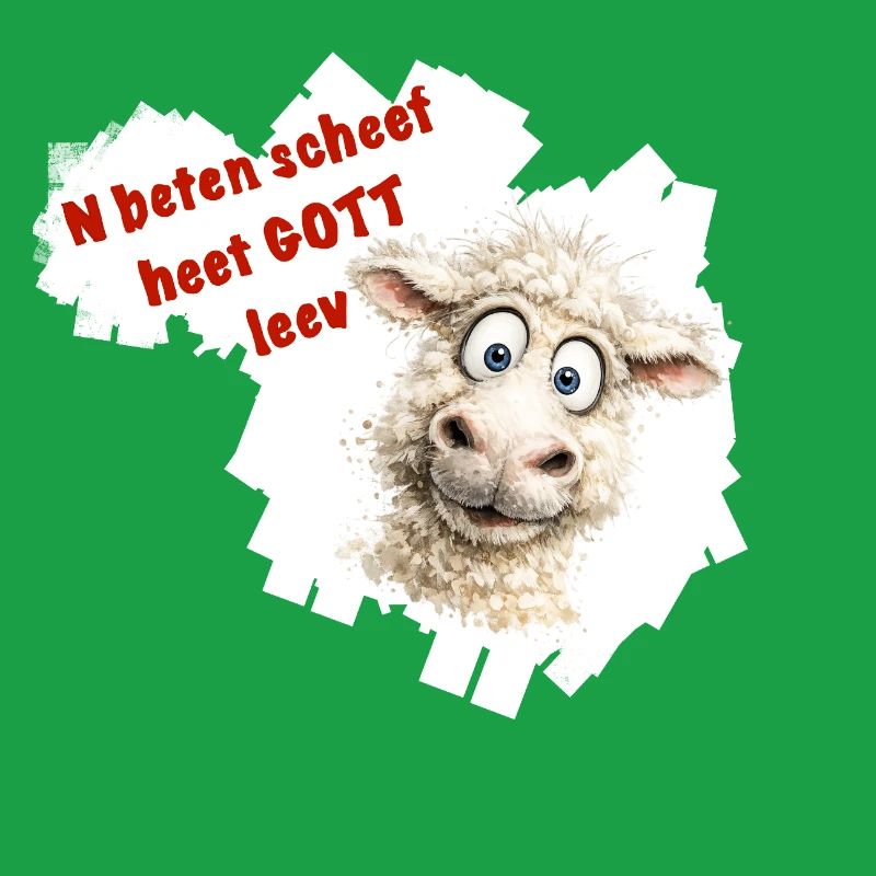 Dessin animé drôle de mouton avec texte rouge