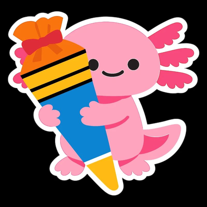 Pinkes Axolotl mit Geschenk-Pinsel