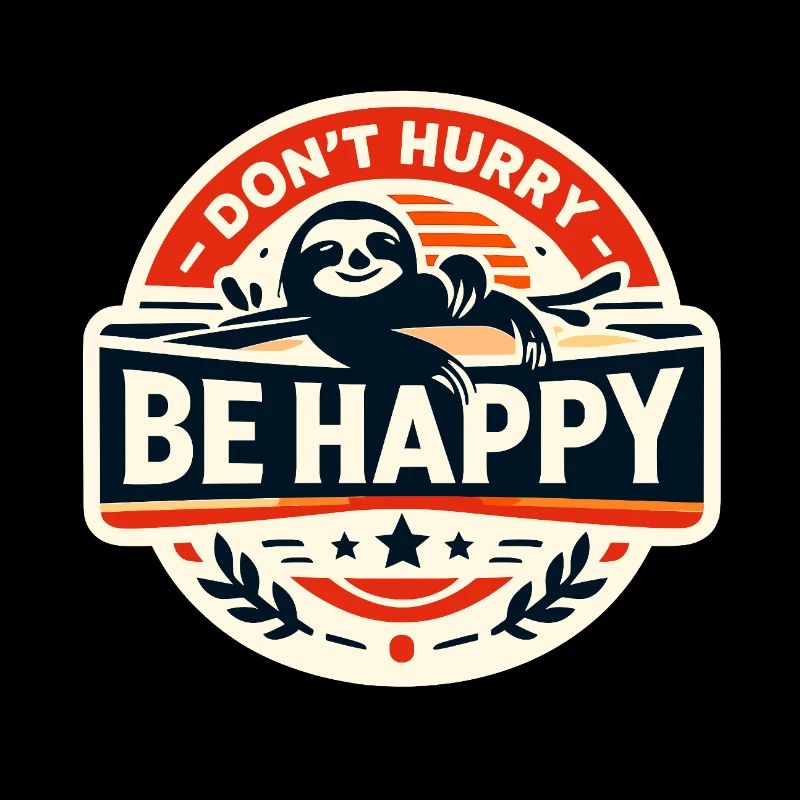 Don't Hurry Be Happy Sloth Retro
