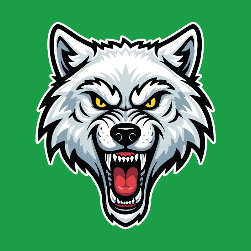 Arctic White Wolf Yellow Eyes Wolf Logo