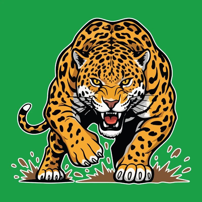 Jaguar Leopard Wild Racing Mascot Predator