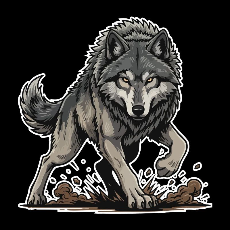 Wild Gray Wolf Walking Maskottchen Wolf Alpha