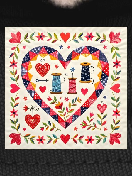 Patchwork Heart with Yarns