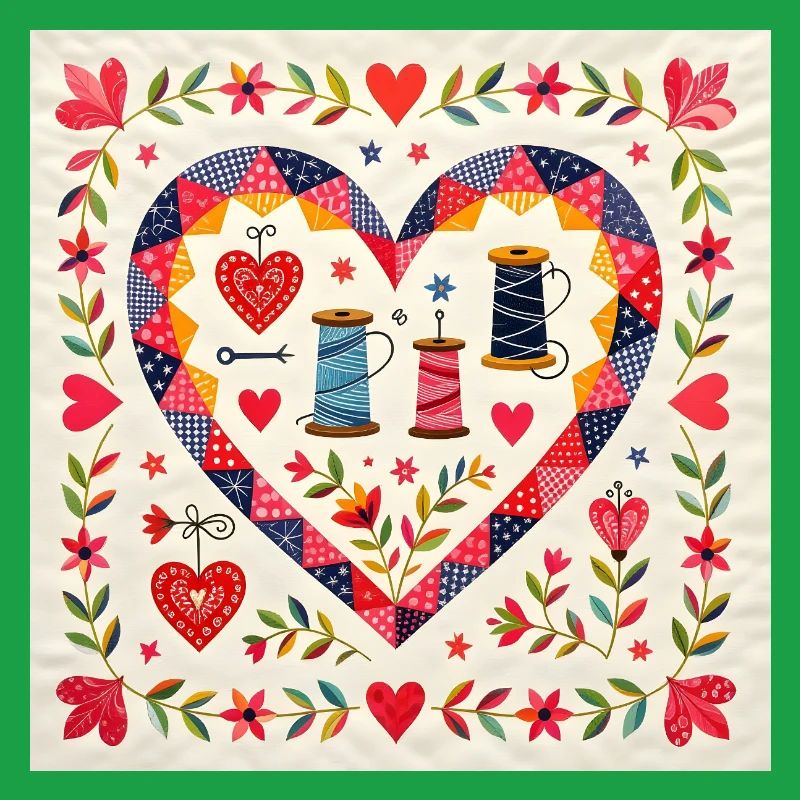 Patchwork Heart with Yarns