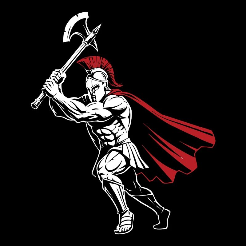 Guerrier Spartiate Hache Mascotte Spartan Axeman