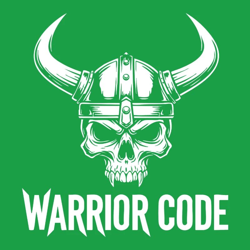 Kriegercode, Schädel, Wikinger, nordischer Hörnerhelm,