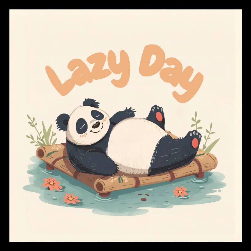 Panda ensieste sur radeau