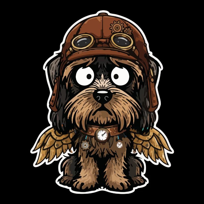 Chien Aviateur Steampunk Ailes Mécaniques Laiton