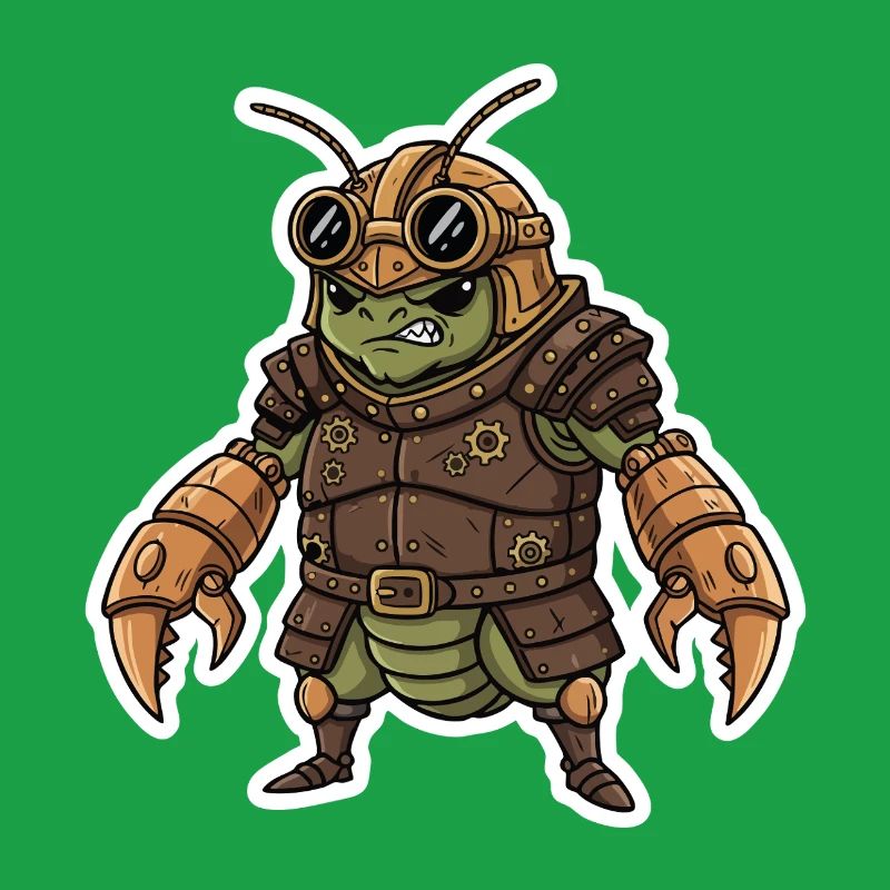 Steampunk-Krieger, gepanzerte Gottesanbeterin