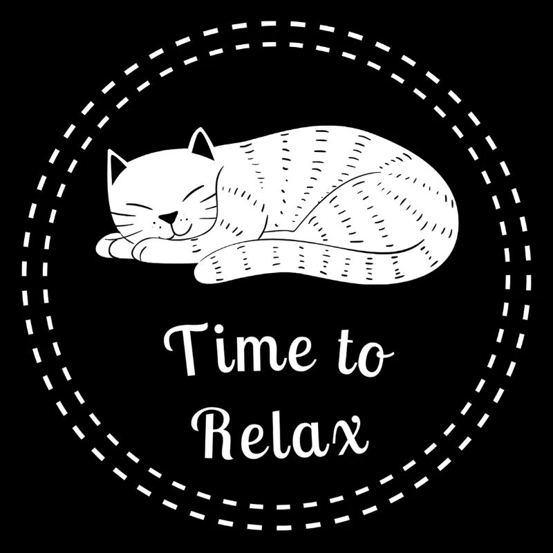 Time to Relax Cat Circle - Funny Cozy Humor