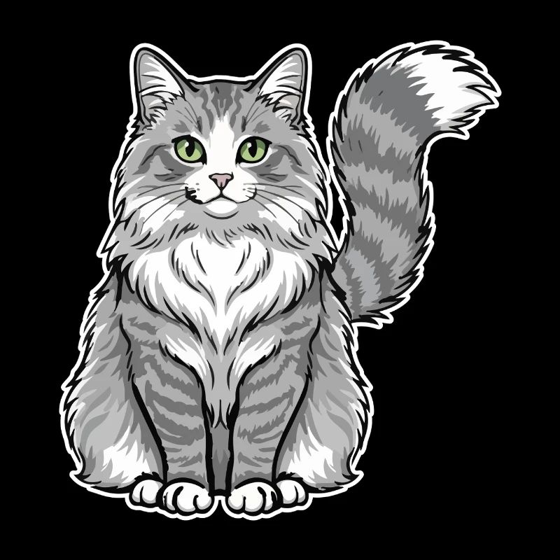 Norwegian Cat Grey White Majestic Portrait