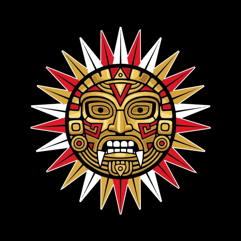 Sun Maya Inca Deity Red Gold Totem
