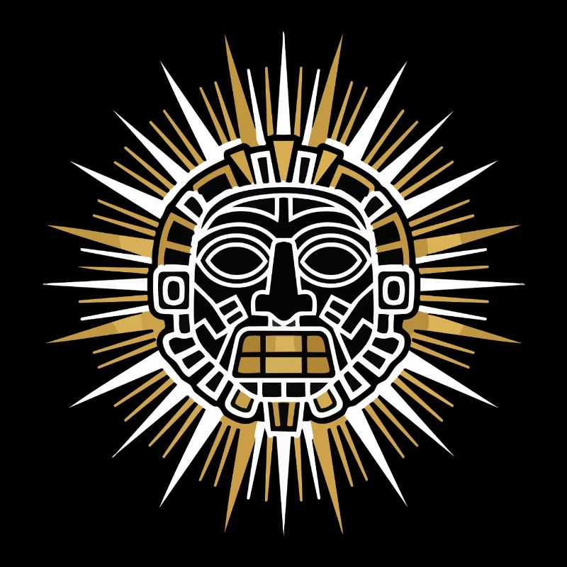 Mayan Inca Sun Radiant White Gold Divine Totem
